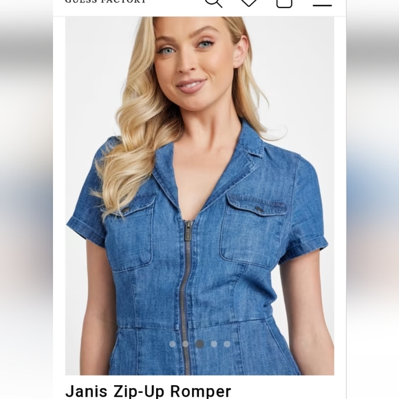 Guess Janis Zip Up Romper Medium Wash NWOT - Picture 3 of 6